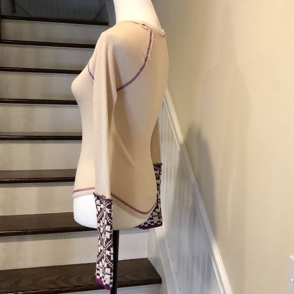 FREE PEOPLE In The Mix Oat Raspberry Reversible Thermal Sweater Knit Cuff XS NWT - Picture 9 of 13